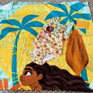 Disney Moana girls swimsuit and matching towel